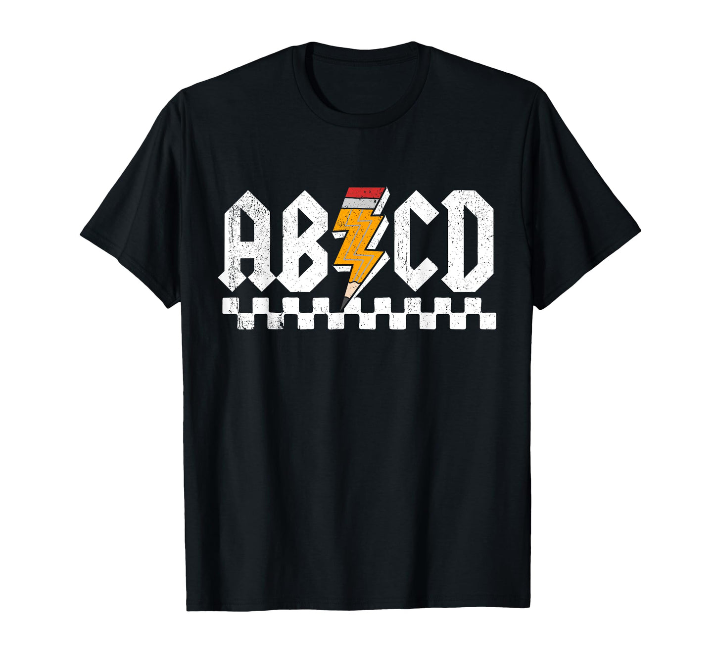AB CD Lightning Checkered Pencil Leopard Testing Day Teacher T-Shirt for Men Women Kids