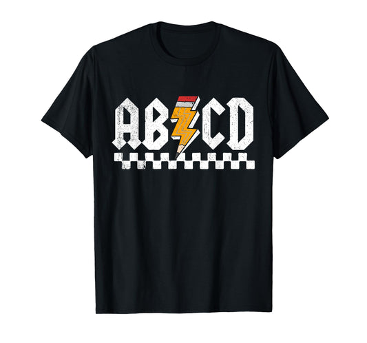 AB CD Lightning Checkered Pencil Leopard Testing Day Teacher T-Shirt for Men Women Kids
