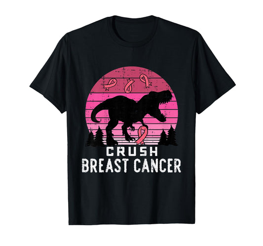Kids Crush Breast Cancer Pink Trex Dino Awareness Toddler Boys T-Shirt