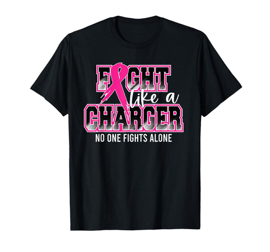 Fight Like a Charger Breast Cancer Awareness Pink Ribbon T-Shirt