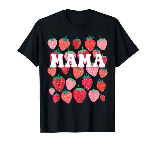 Mama Berry Groovy Strawberry Birthday Family Matching T-Shirt
