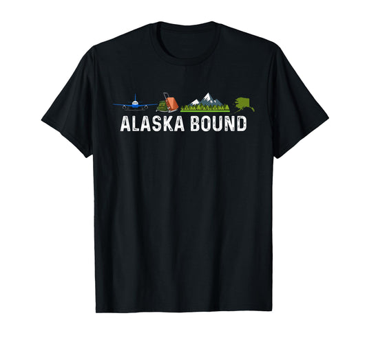 Alaska Bound Airplane Luggage and Mountains T-Shirt