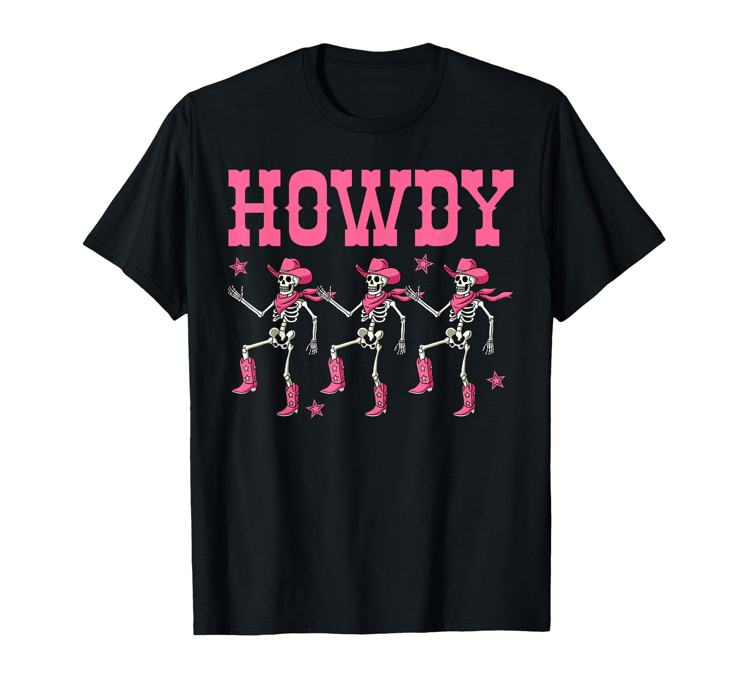 Howdy Western Women Girls Skeleton Cowgirl Dancing T-Shirt
