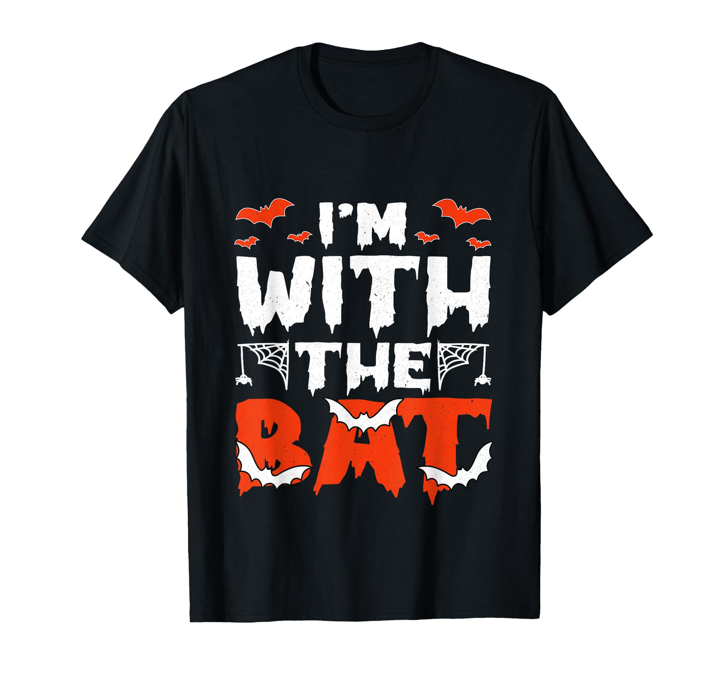 I'm with The Bat Funny Skeleton Halloween Matching Couple T-Shirt