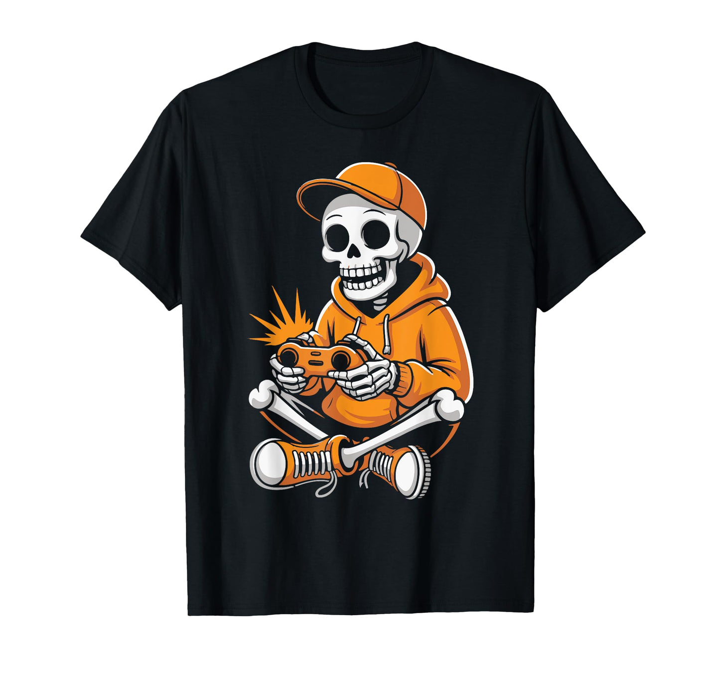 Spooky Skeleton Video Game Halloween Gaming Gamer Boys Men T-Shirt