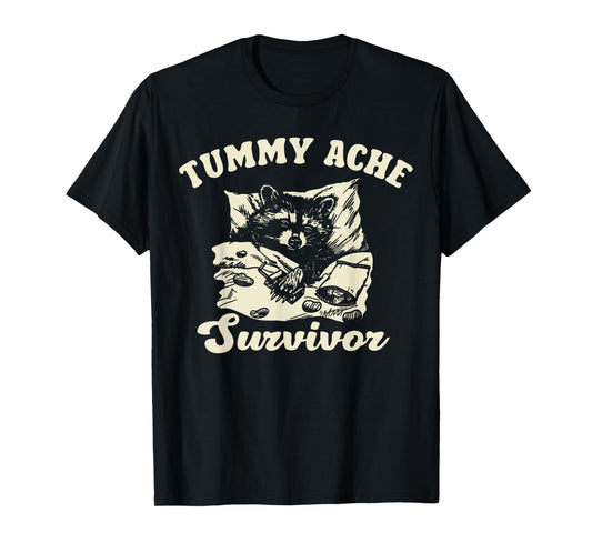 Vintage Tummy Ache Survivor Racoon Retro 90s Animal Lover T-Shirt