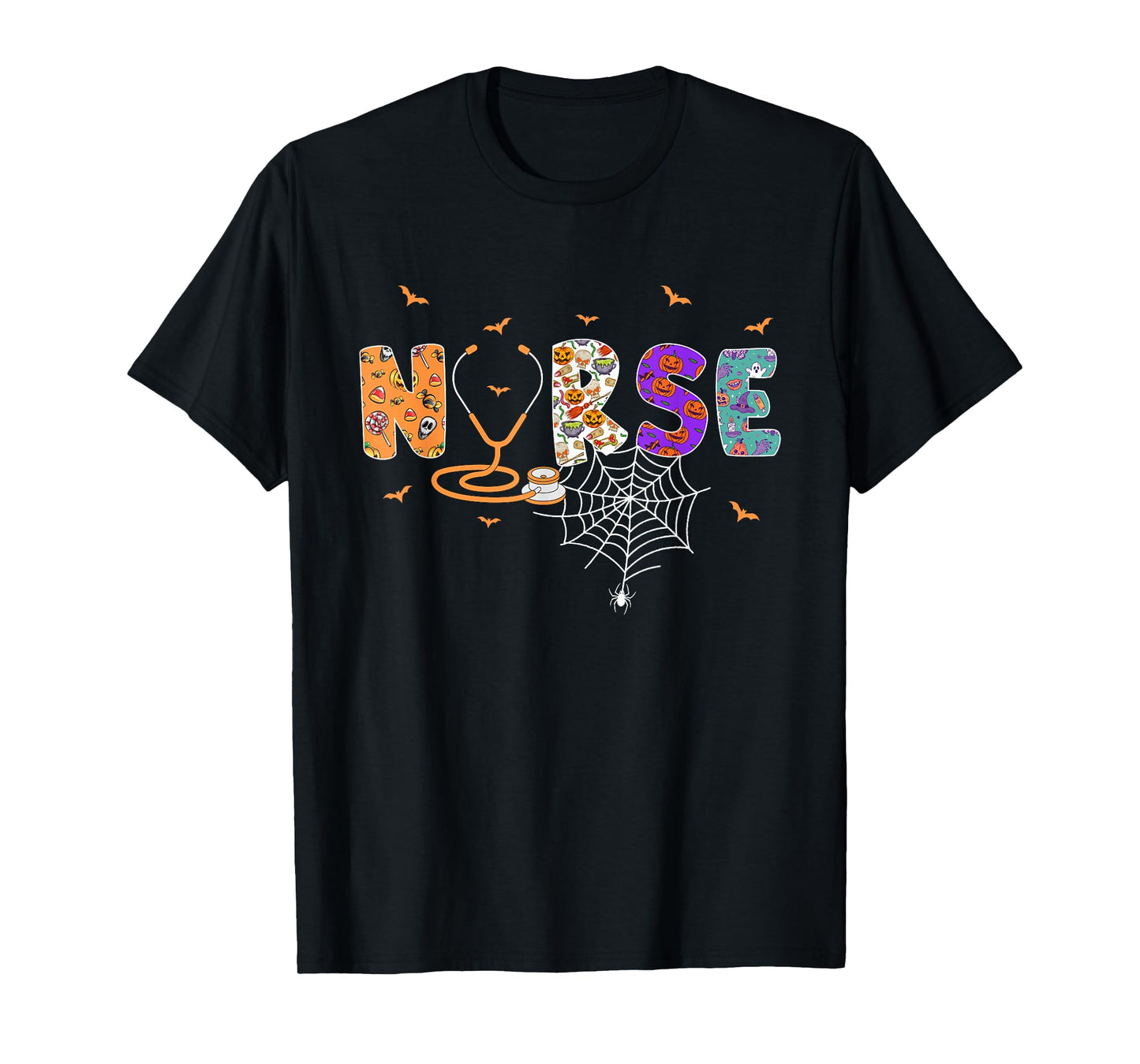 Halloween Nurse Scrub Top Stethoscope Nursing T-Shirt