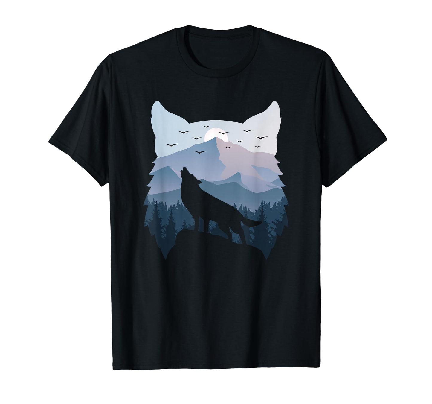 Wolf Landscape Mountain Wildlife Animal Nature Men Women T-Shirt