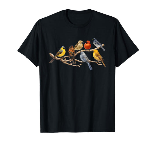 Backyard Bird Watching Watcher Birder Birds on a Branch T-Shirt