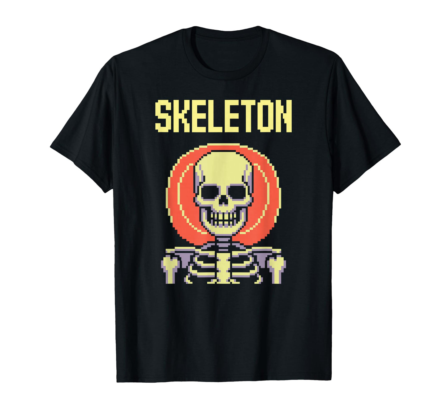Skeleton – Spooky 16-Bit Pixel Arcade Monster Style T-Shirt