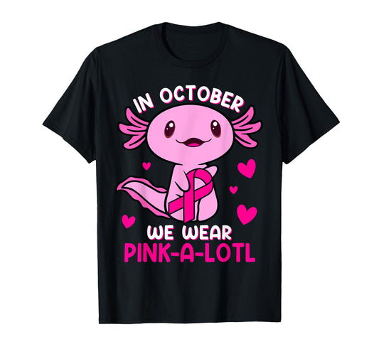 Axolotl Breast Cancer In October We Wear Pink A Lotl Kids T-Shirt