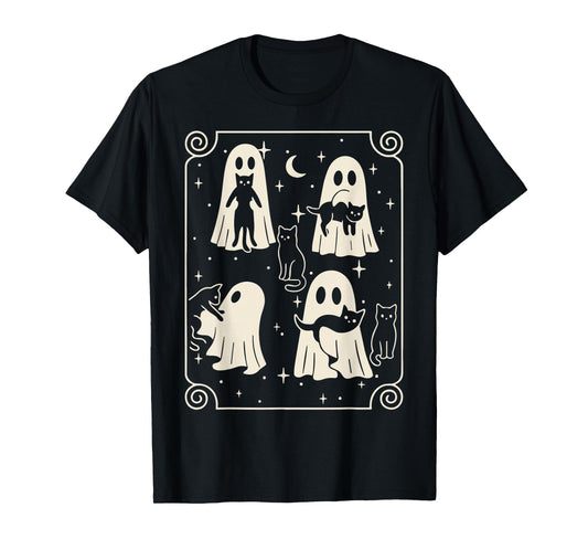 Cute Ghost & Cat Halloween Ghost Cat Halloween T-Shirt