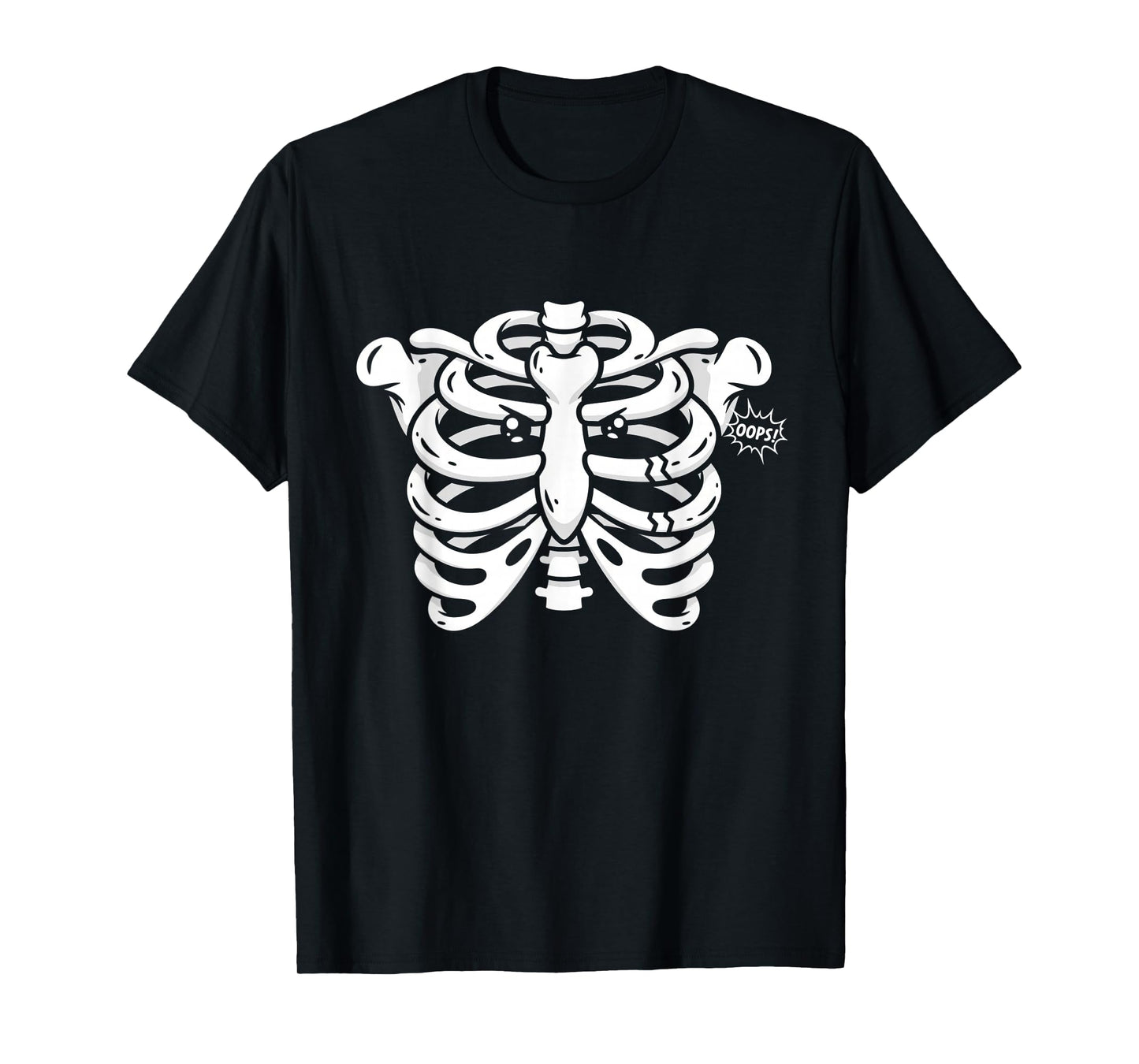 Funny Broken Rib Cage Skeleton Oops Halloween Costume Women T-Shirt