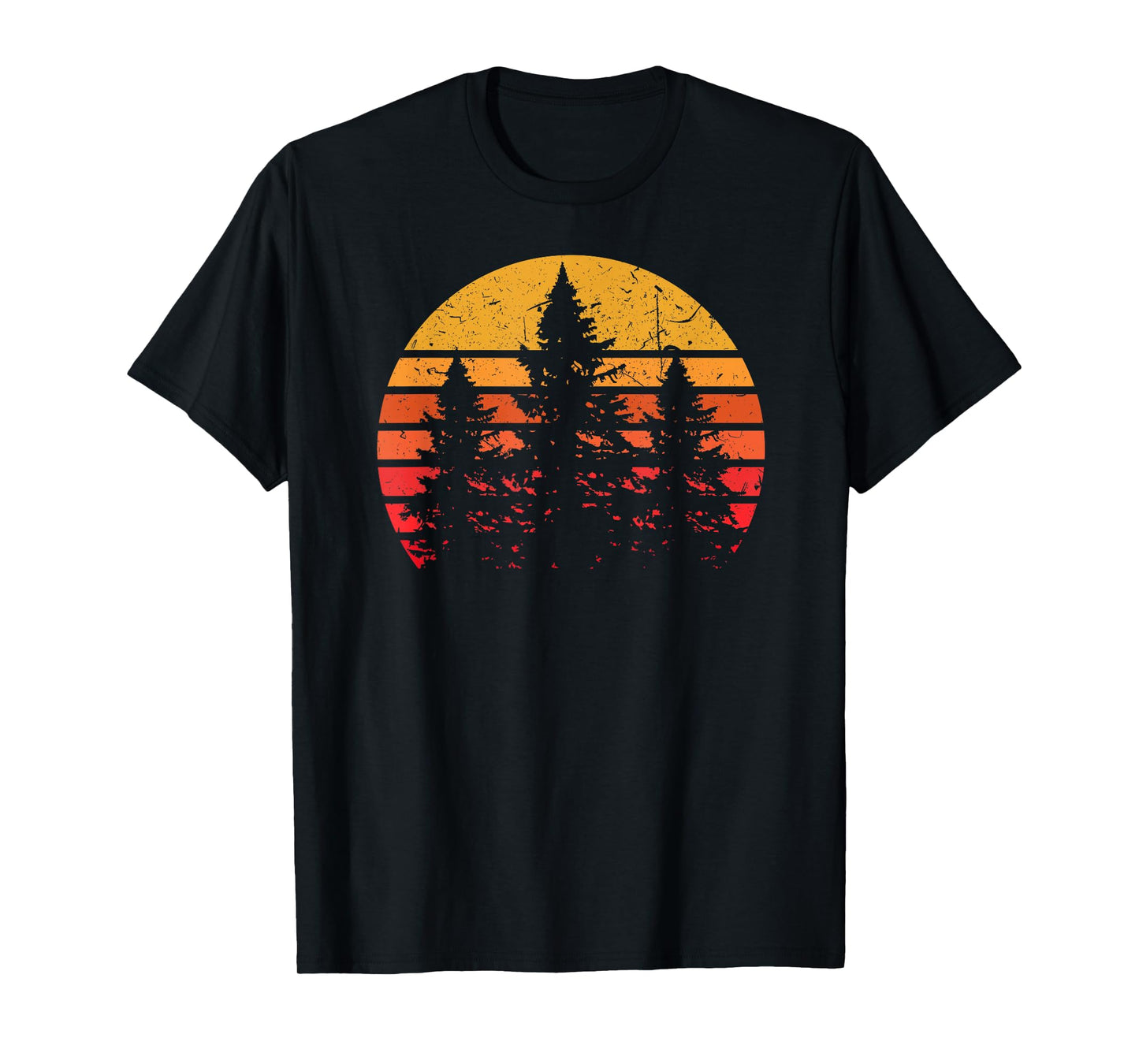 Retro Sun Minimalist Pine Tree Design - Graphic Tee Shirt T-Shirt