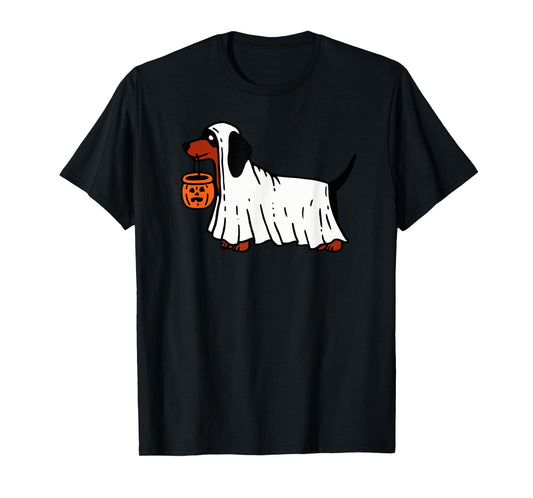 Dachshund Halloween Ghost Skeleton Dog Cute Spooky Lover T-Shirt
