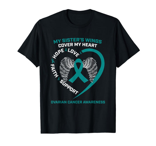 Products In Memory Of Sister Wings Ovarian Cancer Awareness T-Shirt