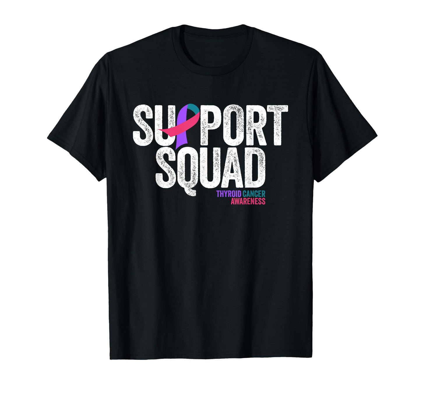 Support Squad Distressed Family Thyroid Cancer Awareness T-Shirt