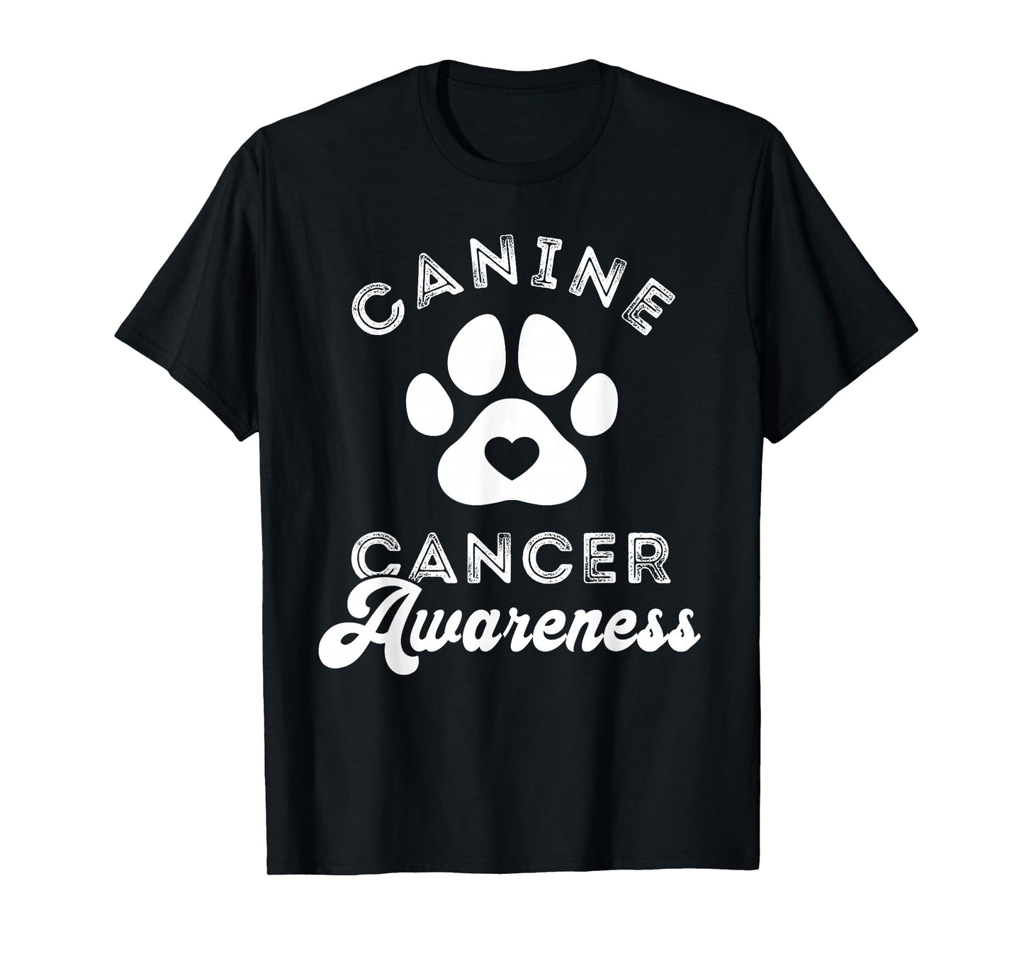 Canine Cancer Awareness Pet Awareness Heart Paw Print T-Shirt