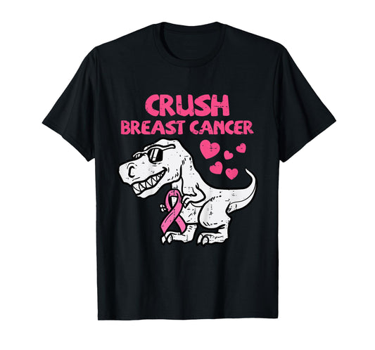 Crush Breast Cancer Trex Dino Awareness Toddler Boys Kids T-Shirt
