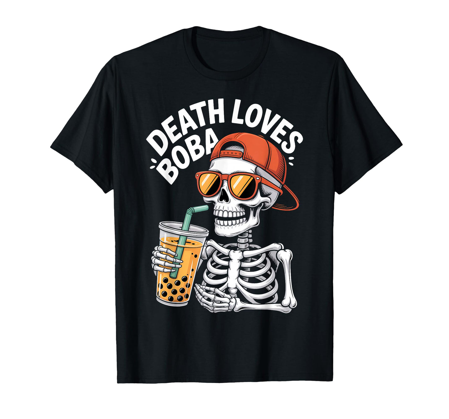 Funny Halloween Skeleton Boba Tea Costume T-Shirt