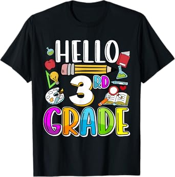 Hello 3rd Grade Back To School Teacher Student Kids T-Shirt