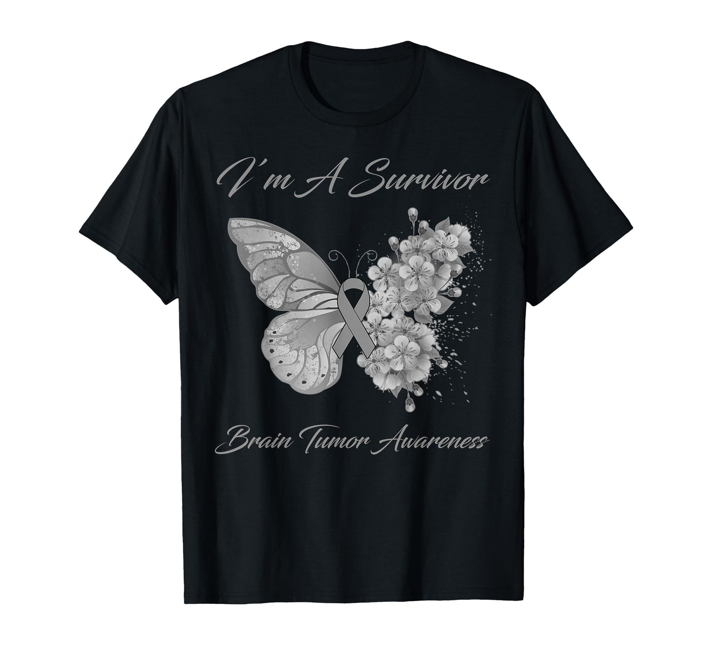 Butterfly I’m A Survivor Brain Tumor Awareness T-Shirt
