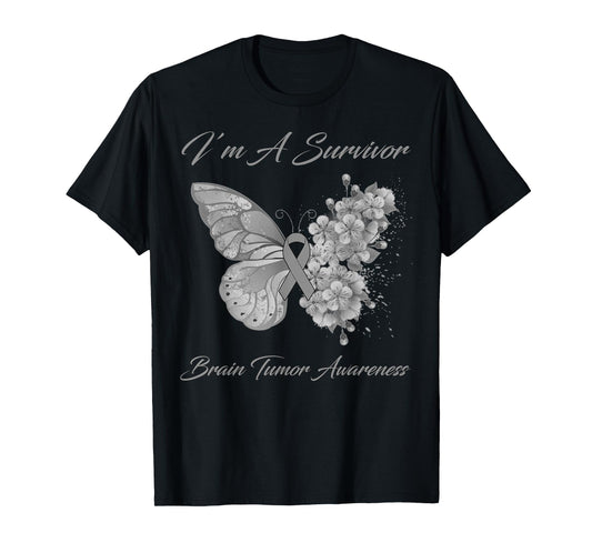 Butterfly I’m A Survivor Brain Tumor Awareness T-Shirt