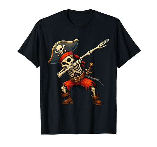 Dabbing Skeleton Pirate Halloween Kids Pirate T-Shirt
