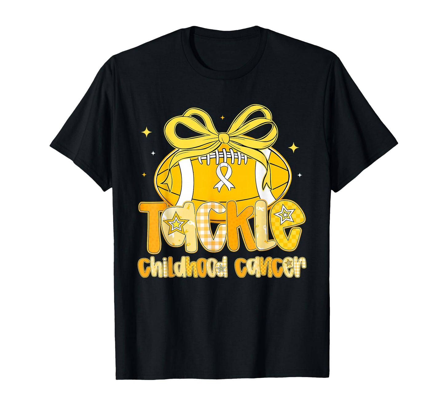Tackle Childhood Cancer Awareness Football Gold Ribbon Kids T-Shirt