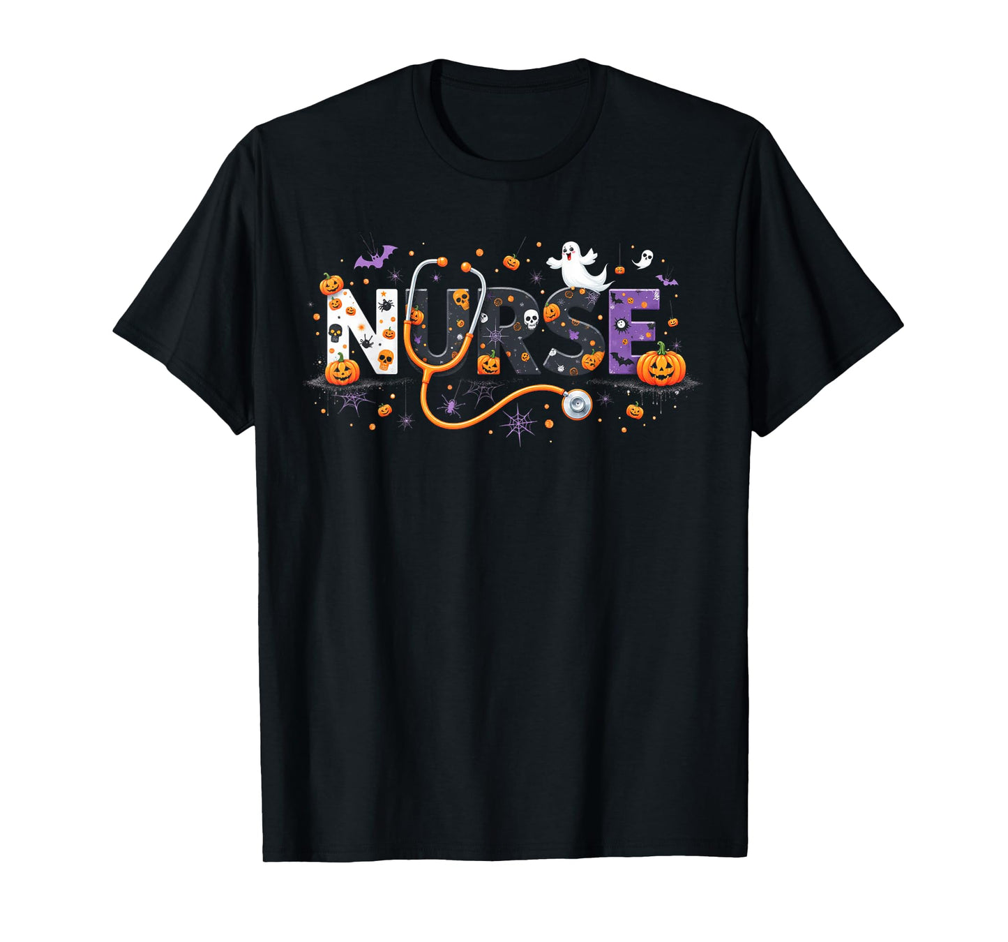 Halloween Nurse 2025 Funny Letter Nursing School Life Fall T-Shirt