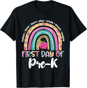 Back To School Shirt Rainbow Happy First Day Of Pre-K Gift T-Shirt