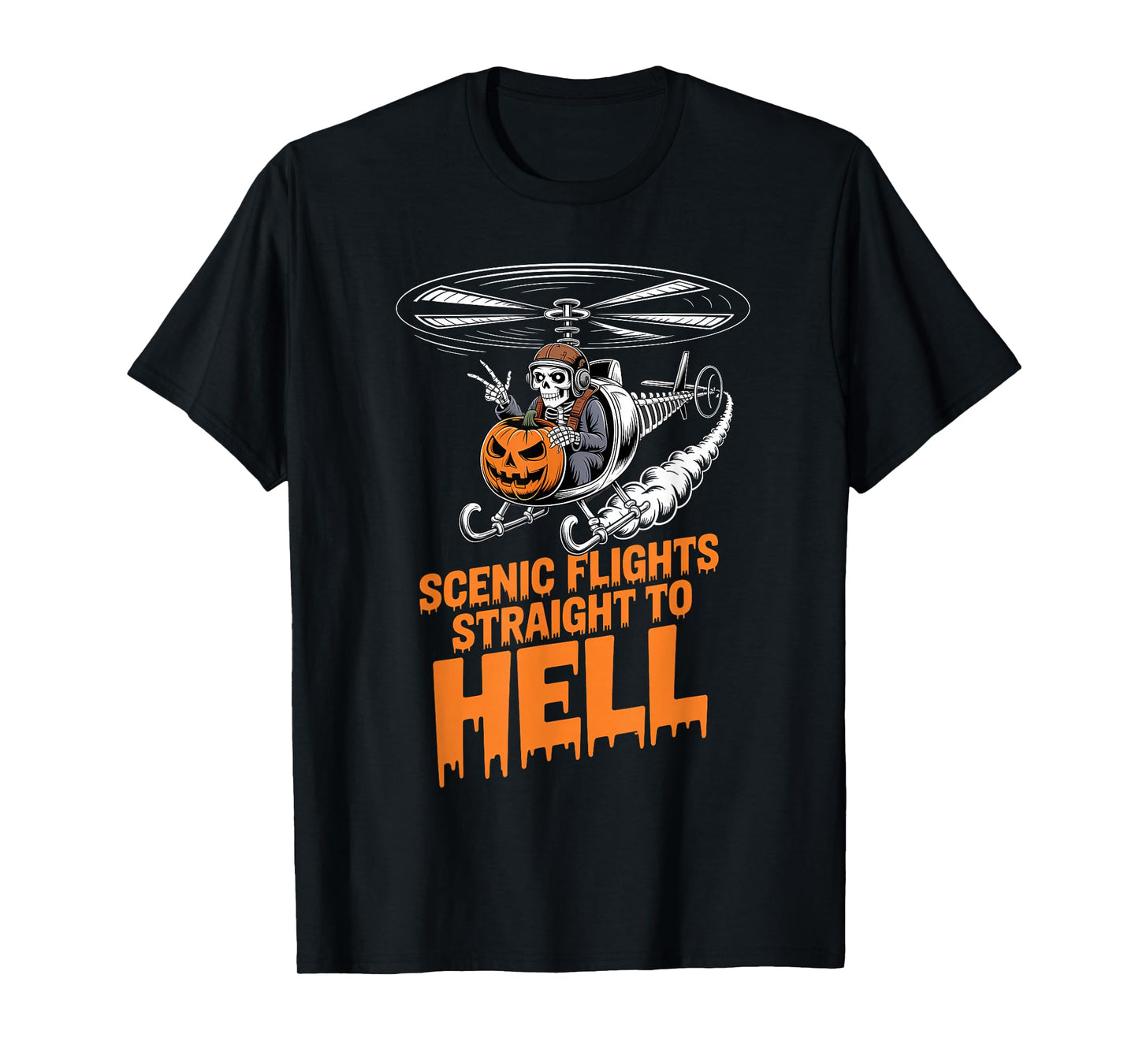 Skeleton Helicopter Pilot Halloween Funny Spooky Aviation T-Shirt