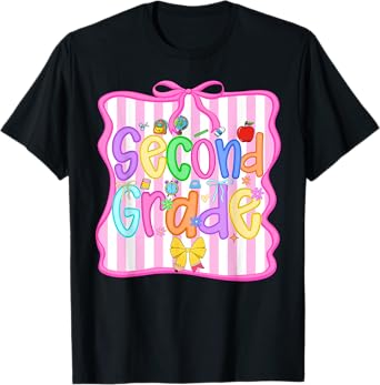 Back To School Second Grade Girls Bow 2nd Grade Teacher Kids T-Shirt