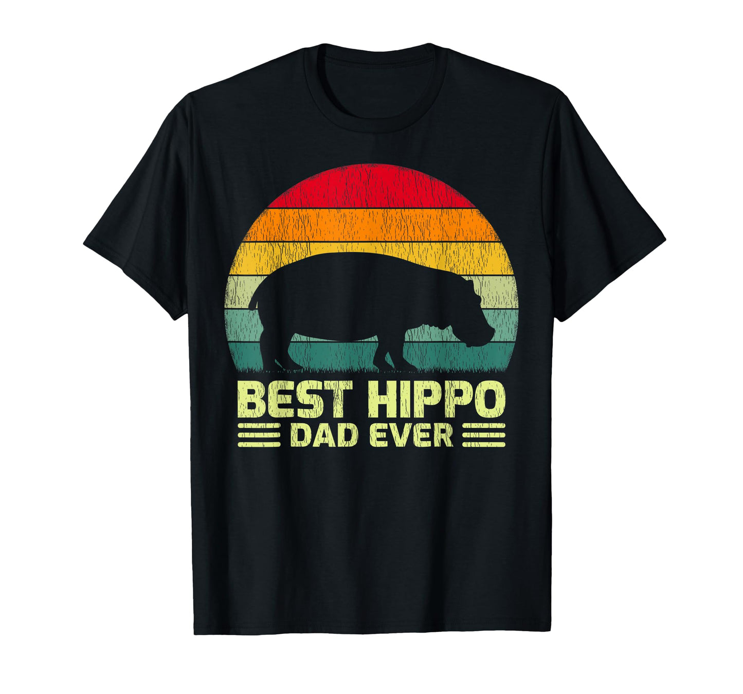 Mens Funny Vintage Best Hippo Dad Ever Father's Day T-Shirt