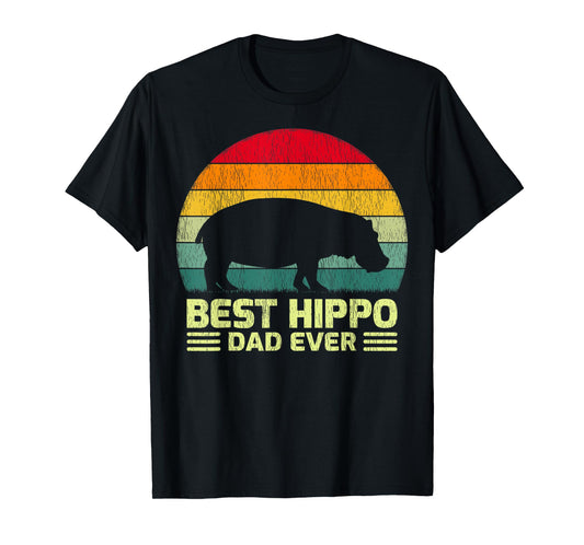Mens Funny Vintage Best Hippo Dad Ever Father's Day T-Shirt