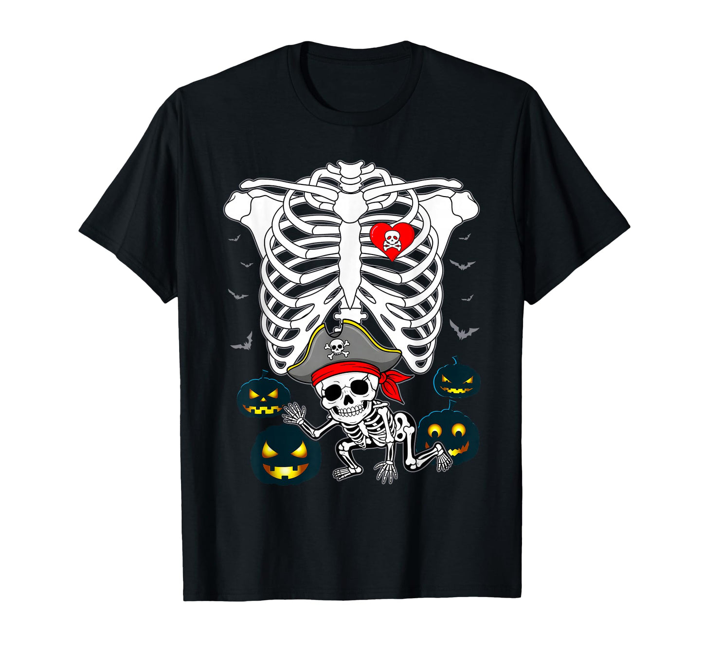 Baby Pregnancy Halloween Skeleton Xray Pirate Boy Pregnant T-Shirt