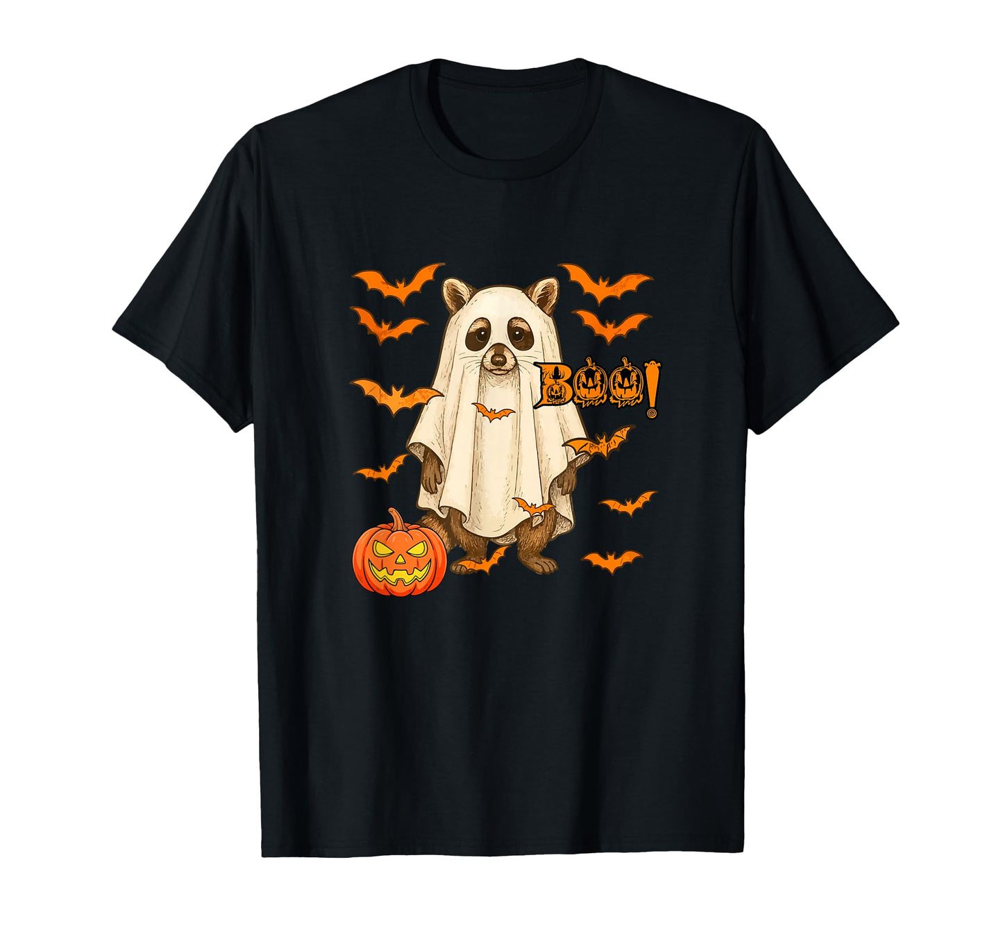 Boo Halloween Raccoon Cosplay Ghost Costume Animal Lover T-Shirt