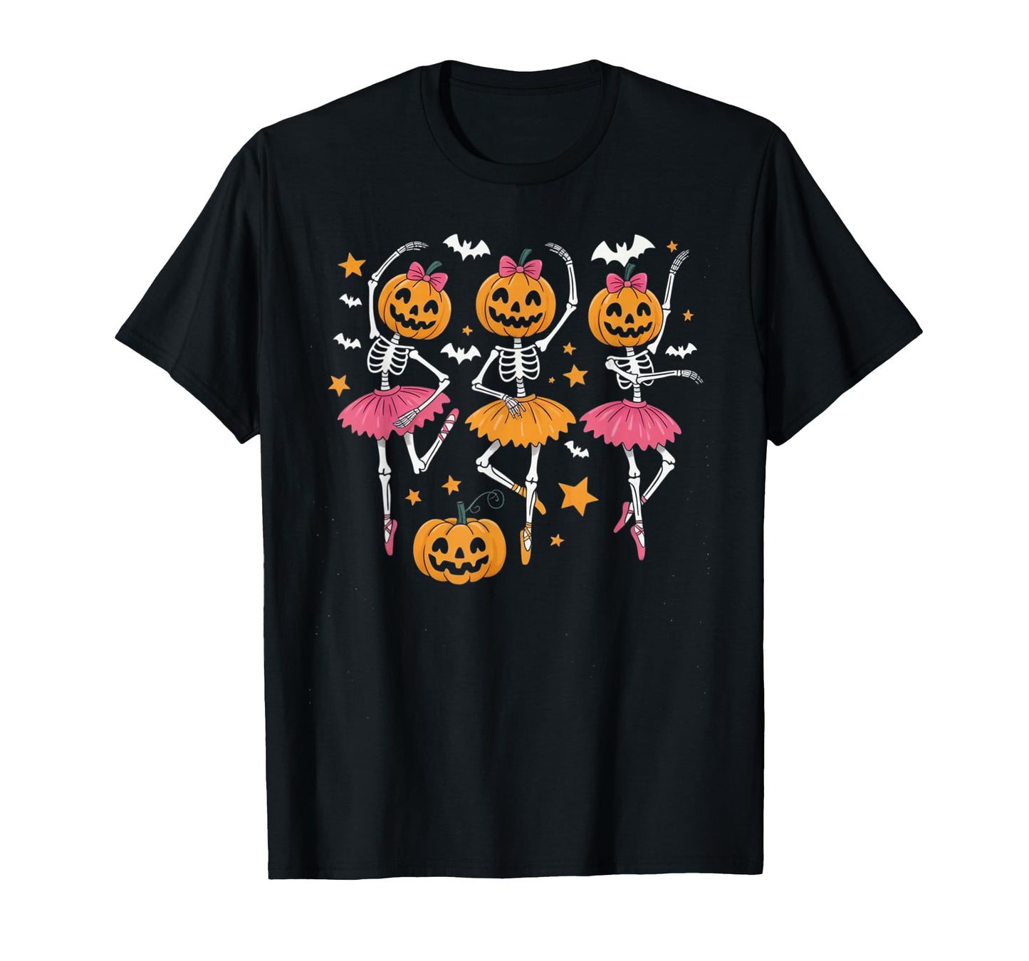 Girls Halloween Ballet Skeleton Pumpkin Skeleton Women Gifts T-Shirt
