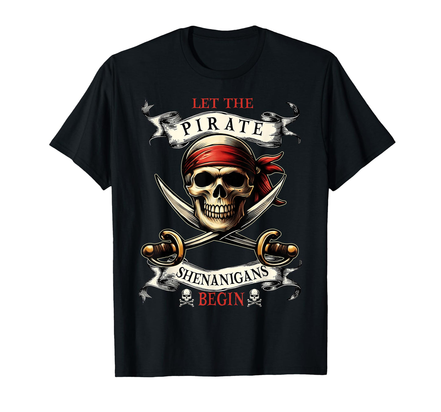 Let The Pirate Shenanigans Begin Pirate Skull Halloween Boys T-Shirt