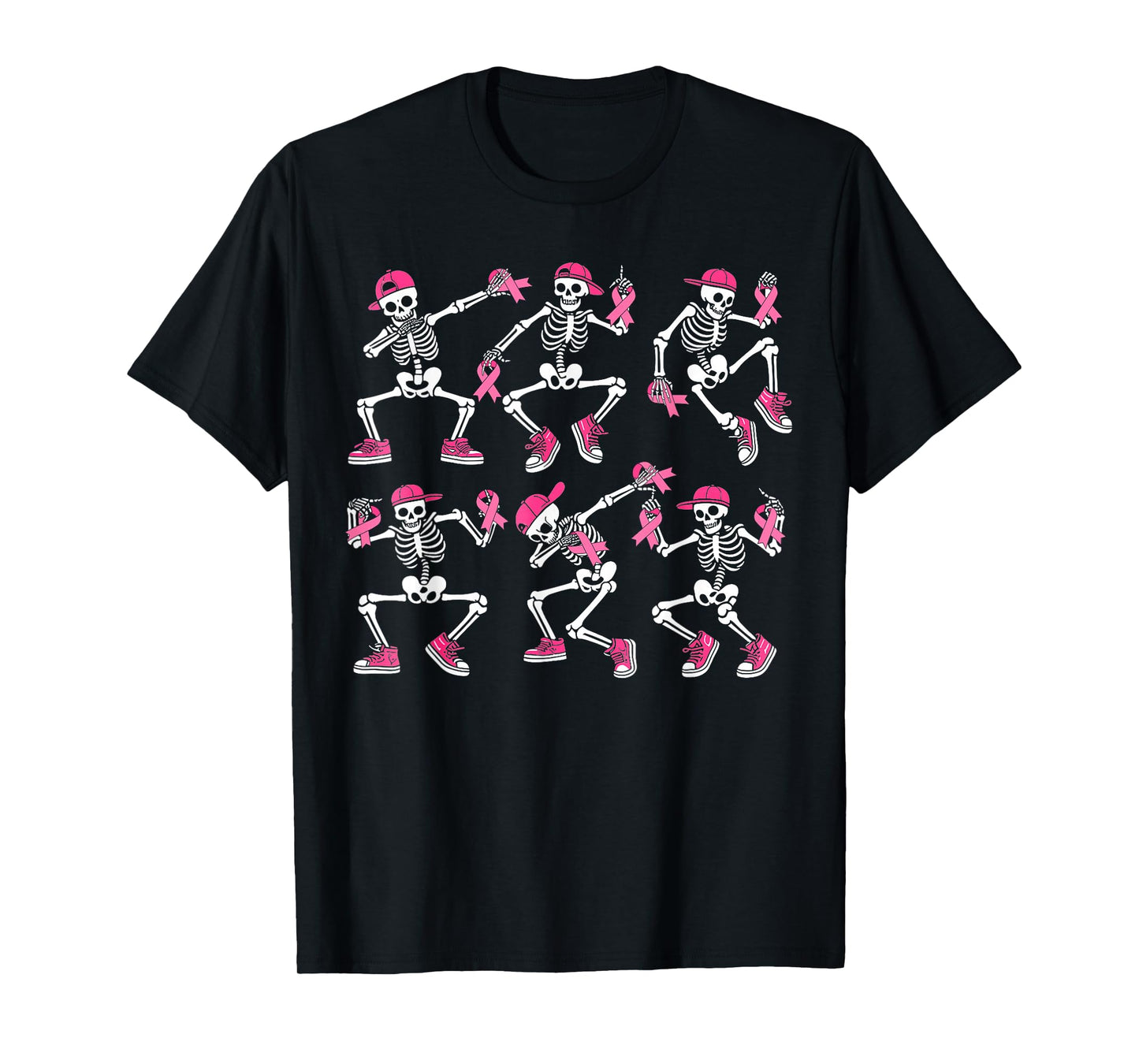 Pink Ribbon Breast Cancer Awareness Skeleton Women Men Kids T-Shirt