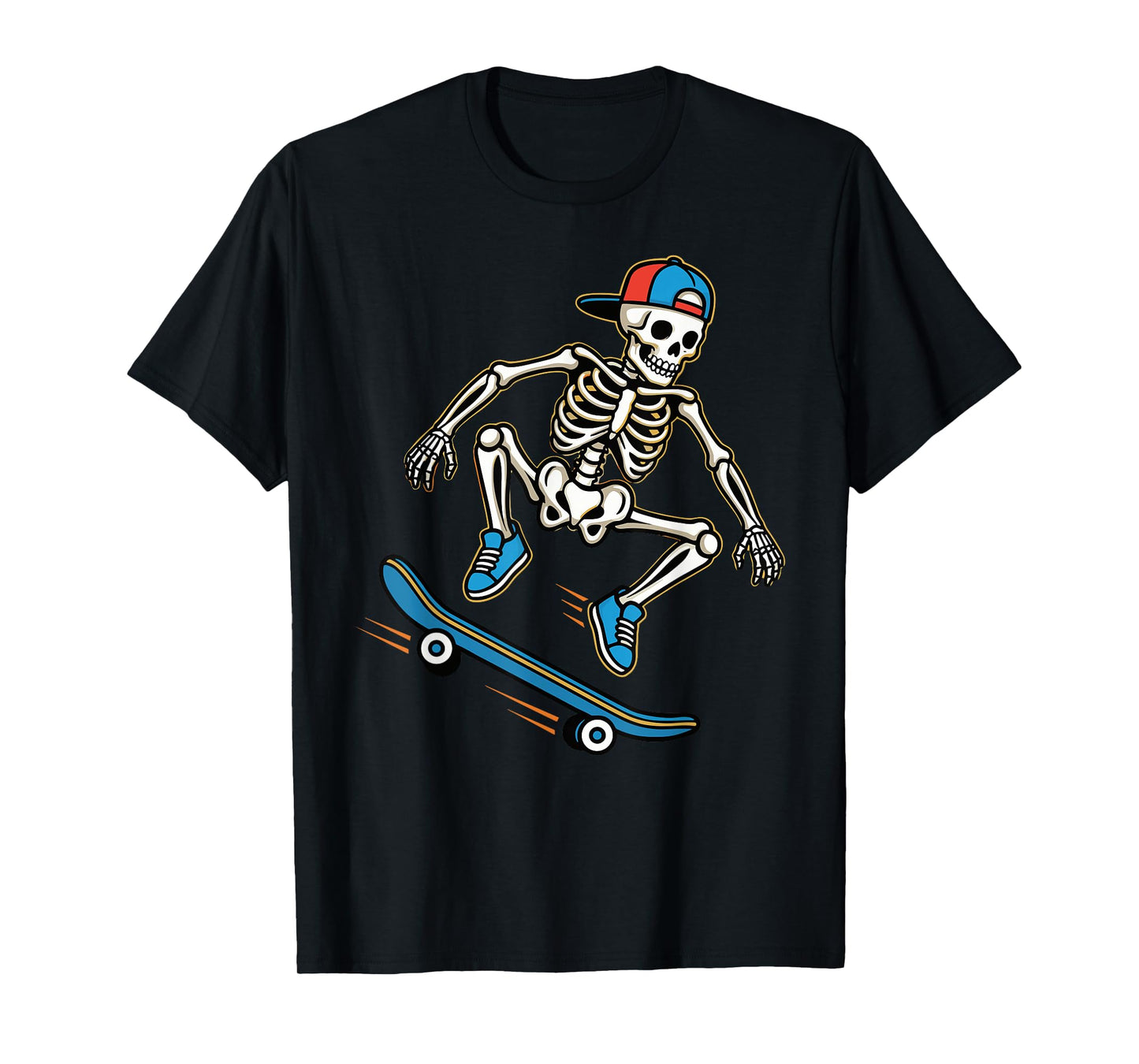 Skateboarding Skeleton Ollie Retro Skate Punk Art T-Shirt