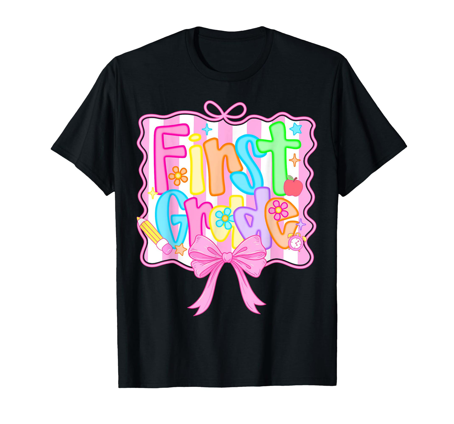First Grade Back to School Bow Cute Coquette 1st Grade Girls T-Shirt