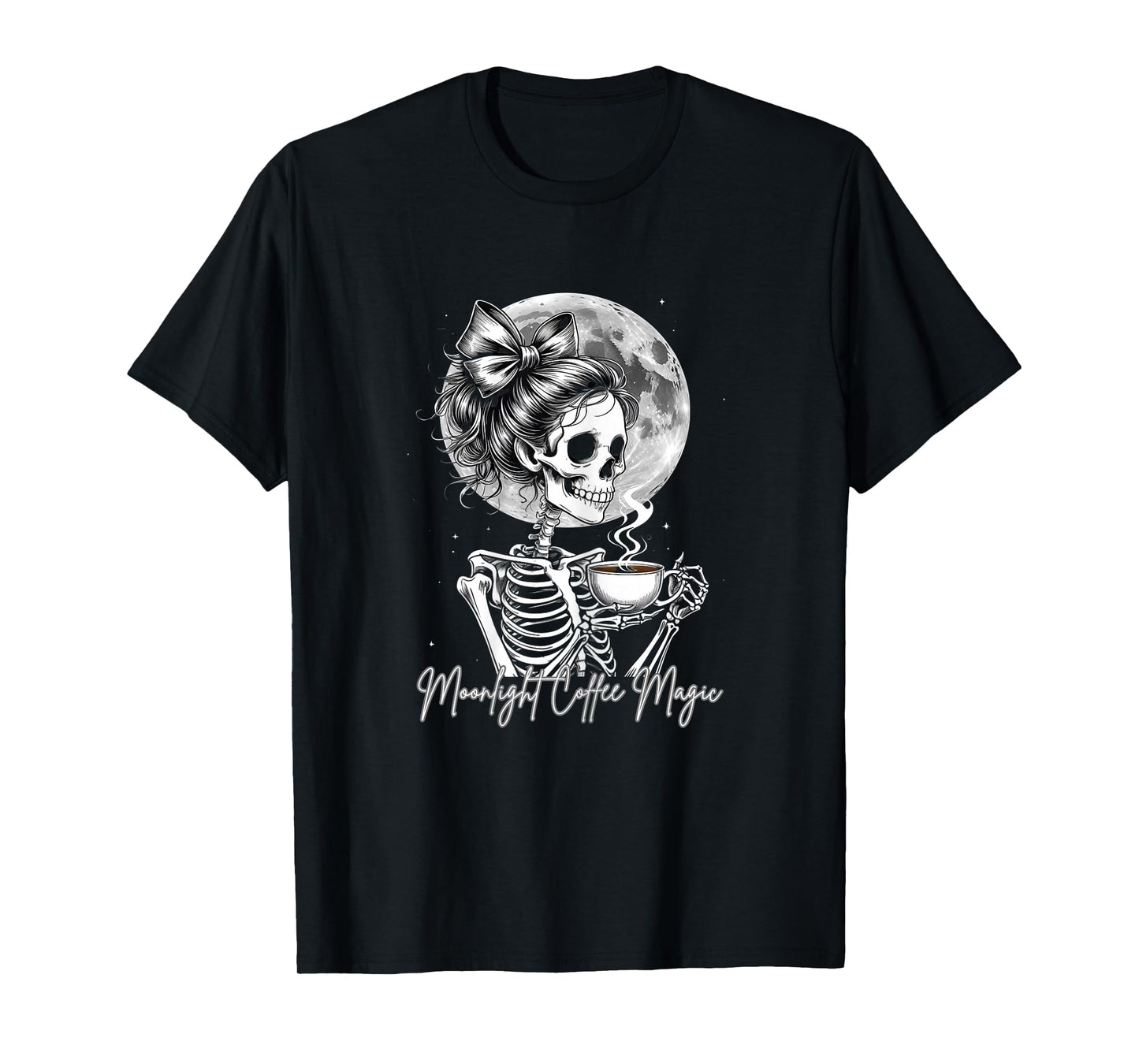 Skeleton Woman with Coffee Halloween Coffee Lover T-Shirt