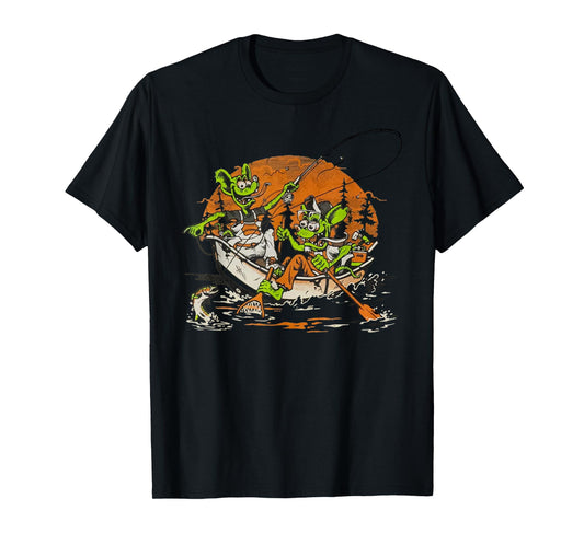 River Rats Mouse Monster Fishing On Halloween T-Shirt