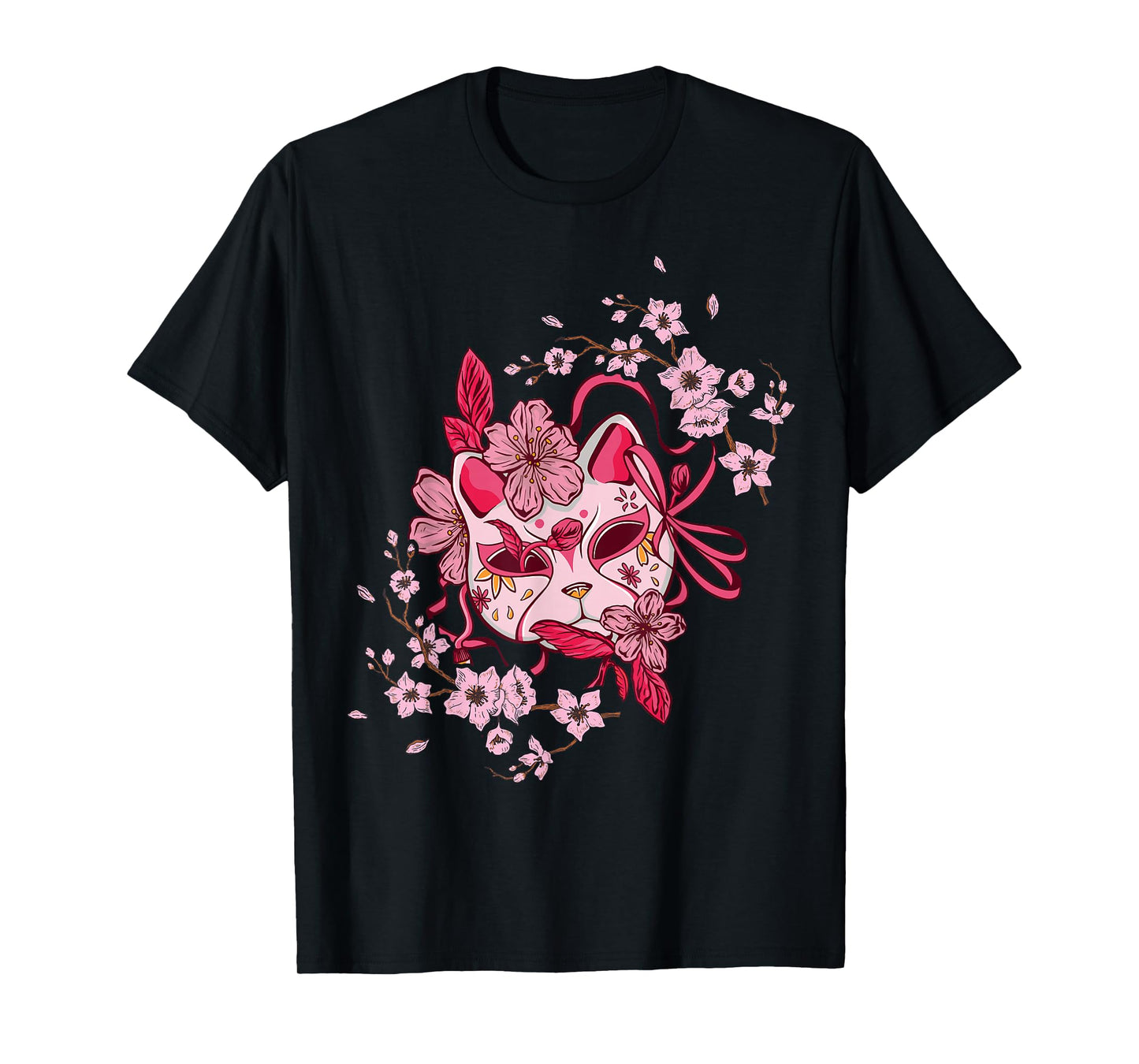 Sakura Tree Japanese Mask Cherry Pink Flower Blossom T-Shirt