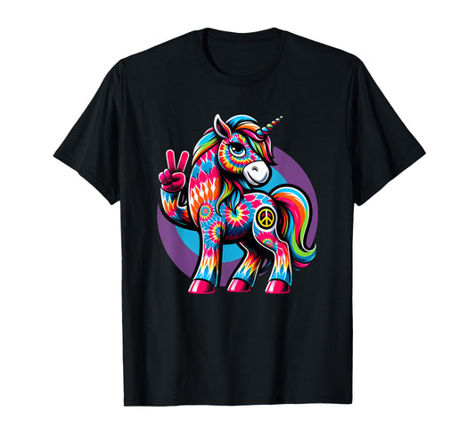 Peace Sign Tie Dye Unicorn T-Shirt