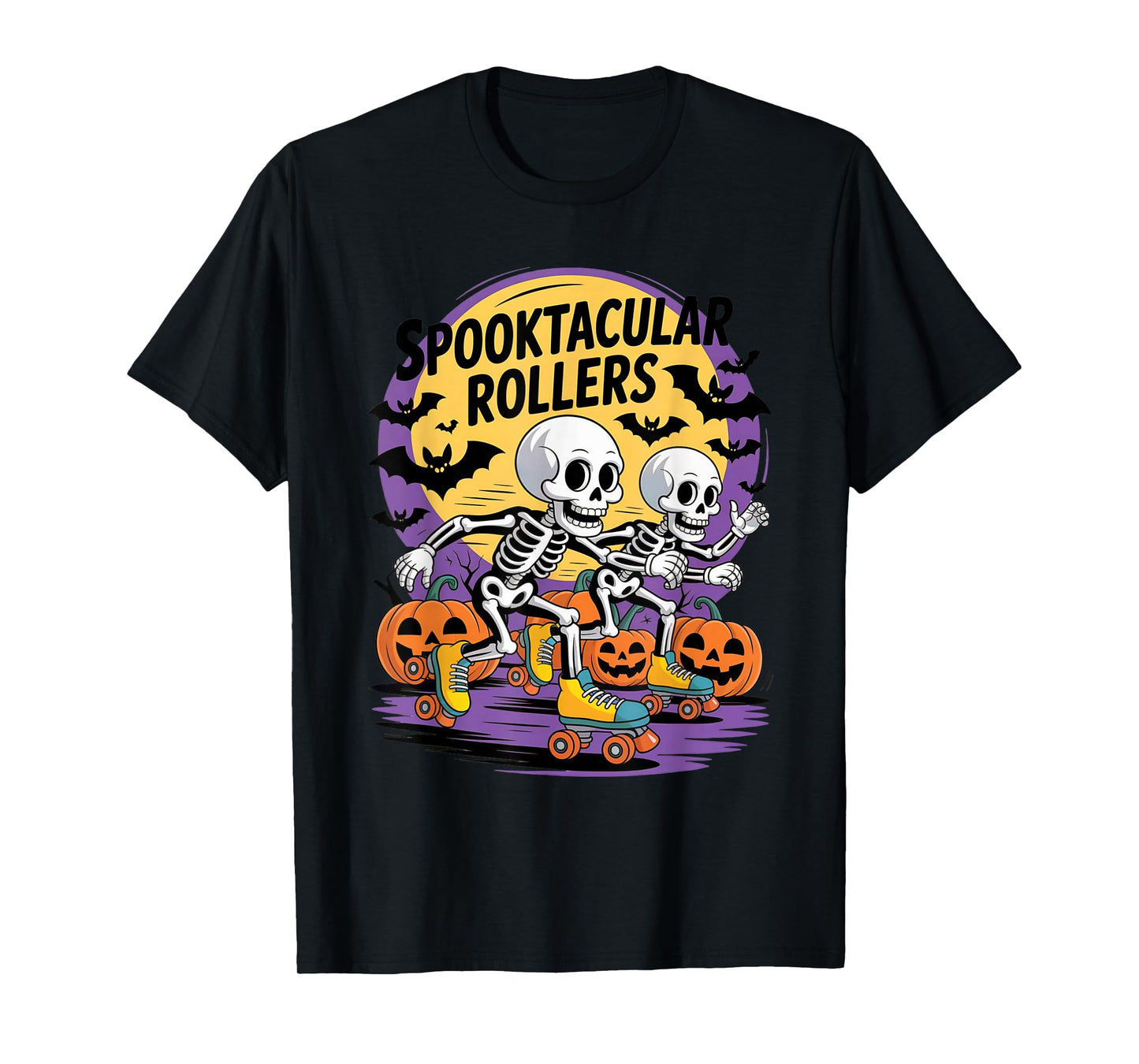 Spooktacular Skeleton Rollers Retro Halloween Skating Vibes T-Shirt