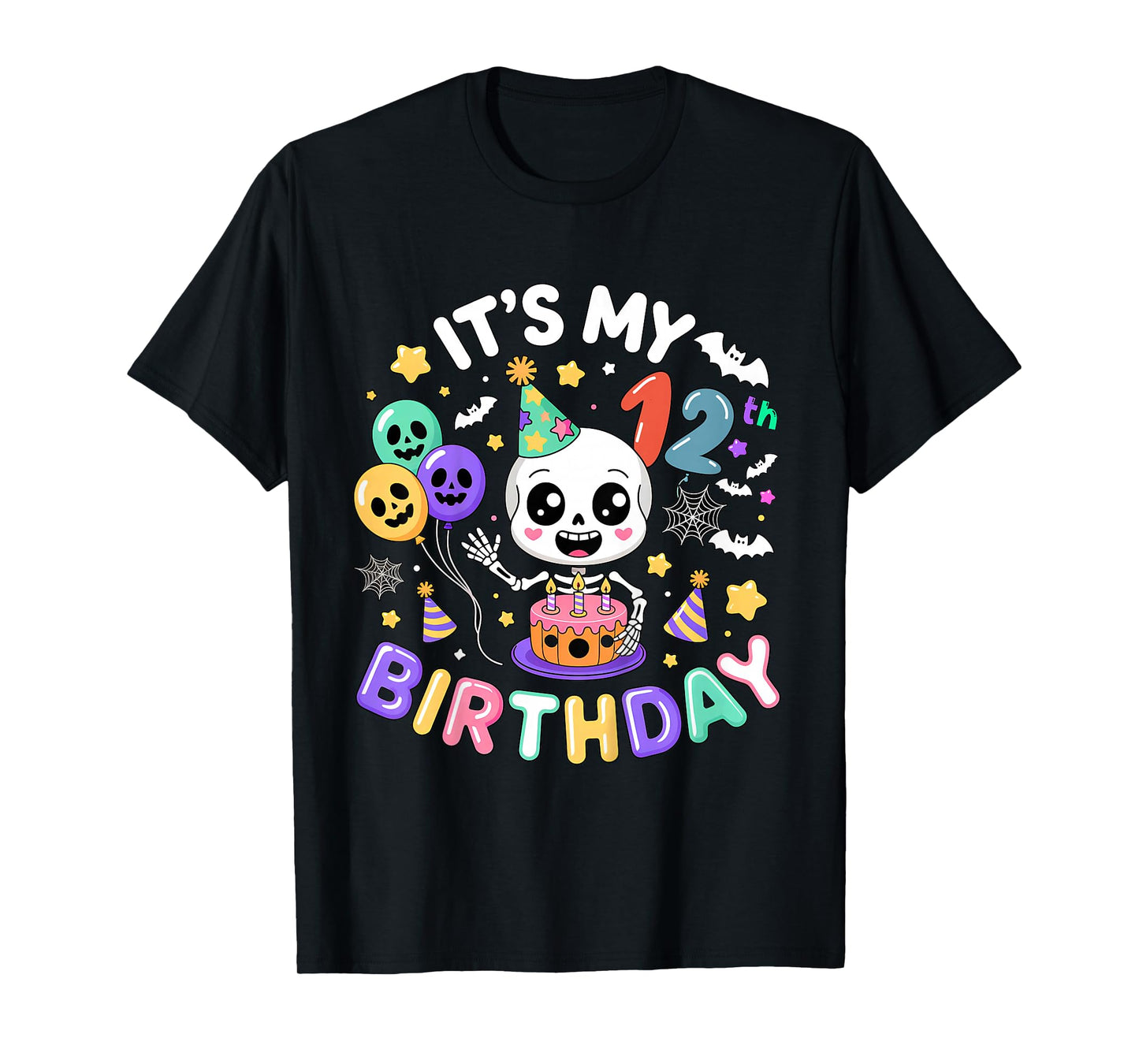 Its My 12th Birthday Skeleton Halloween Toddler Boy Girl T-Shirt