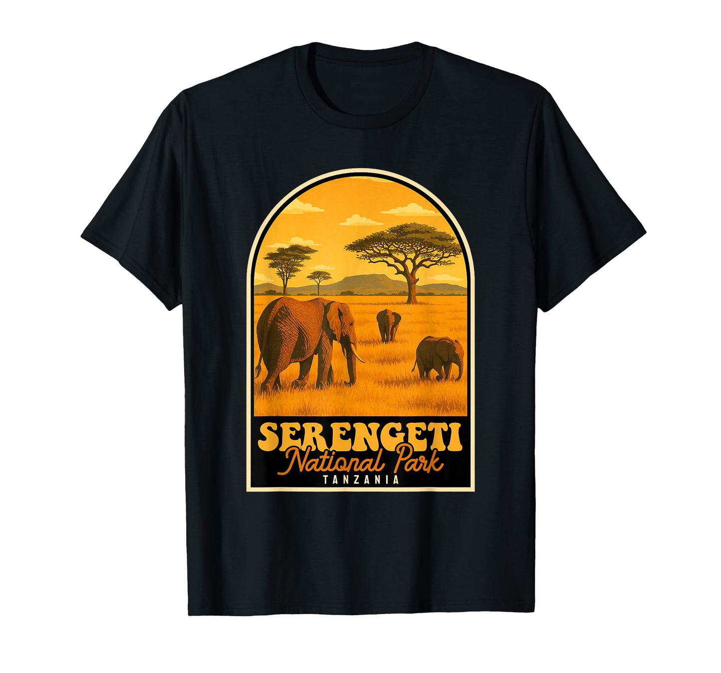 Serengeti National Park Vintage Tanzania Safari Elephants T-Shirt