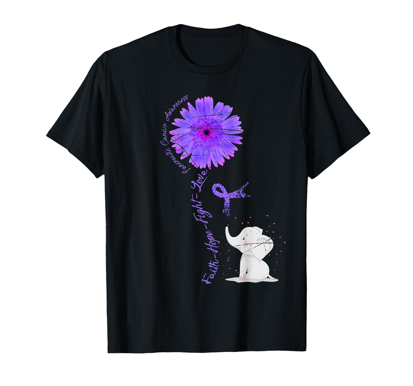 Cancer Fight Support Purple Ribbon Gift Pancreatic Cancer T-Shirt